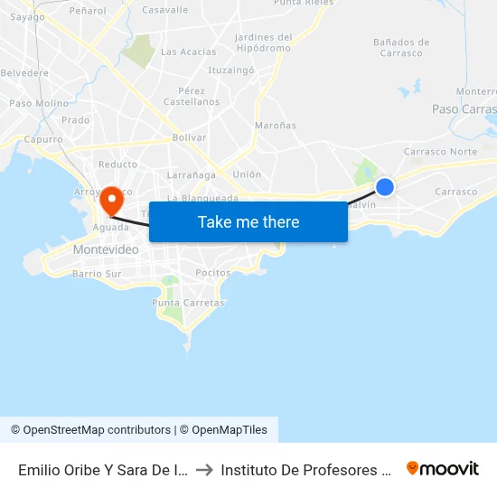 Emilio Oribe Y Sara De Ibañez to Instituto De Profesores Artigas map