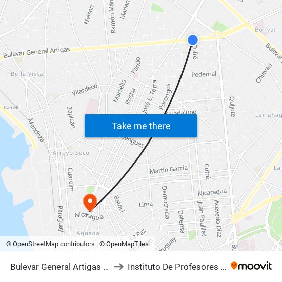 Bulevar General Artigas Y Cufré to Instituto De Profesores Artigas map
