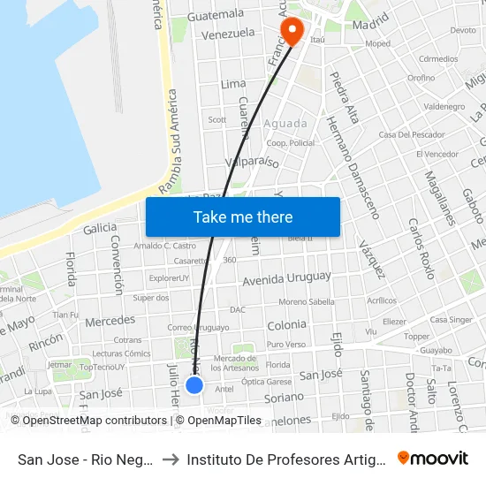 San Jose - Rio Negro to Instituto De Profesores Artigas map