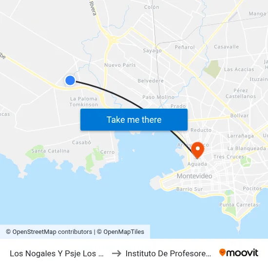 Los Nogales Y Psje Los Malvones to Instituto De Profesores Artigas map