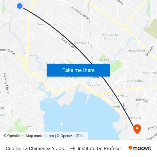 Cno De La Chimenea Y Josefa Palacios to Instituto De Profesores Artigas map