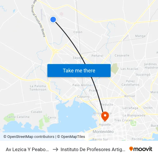 Av Lezica Y Peabody to Instituto De Profesores Artigas map