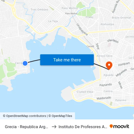Grecia - Republica Argentina to Instituto De Profesores Artigas map