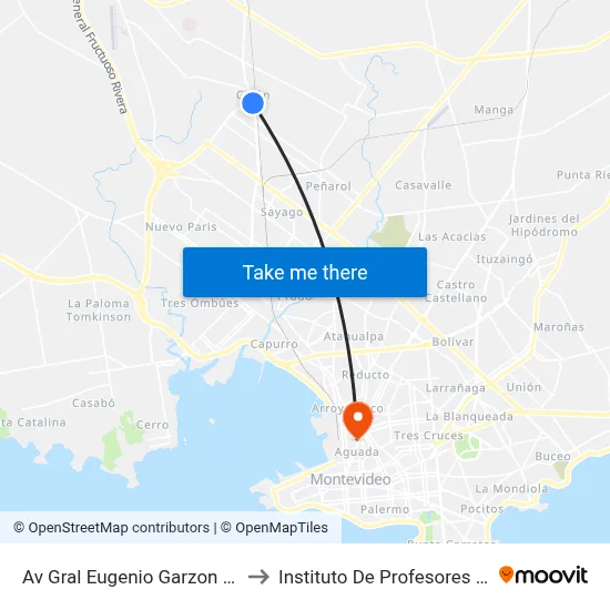 Av Gral Eugenio Garzon Y Carve to Instituto De Profesores Artigas map