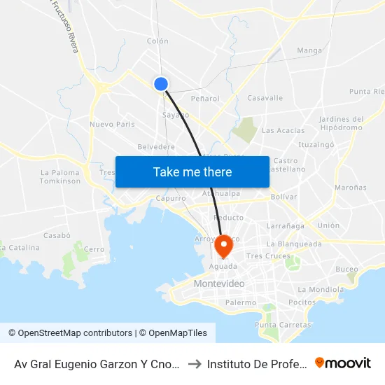 Av Gral Eugenio Garzon Y Cno Gral Maximo Santos to Instituto De Profesores Artigas map