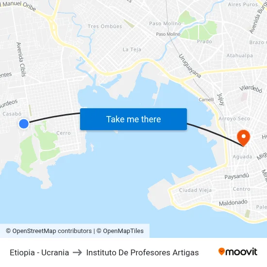 Etiopia - Ucrania to Instituto De Profesores Artigas map