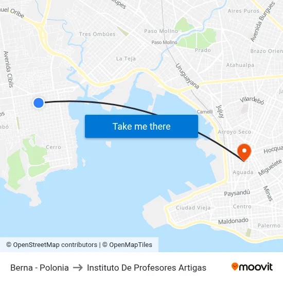 Berna - Polonia to Instituto De Profesores Artigas map