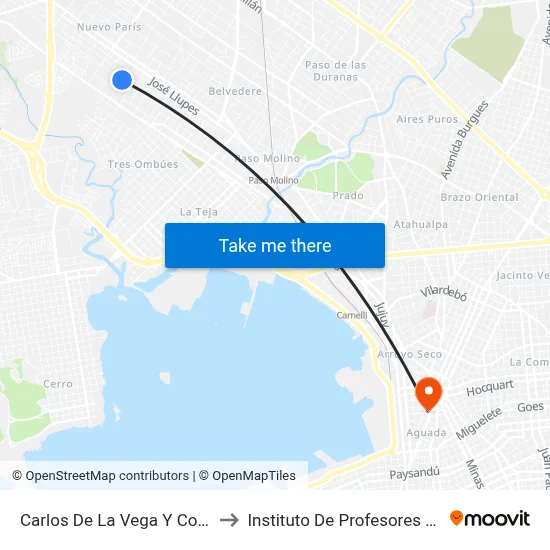 Carlos De La Vega Y Cordobes to Instituto De Profesores Artigas map