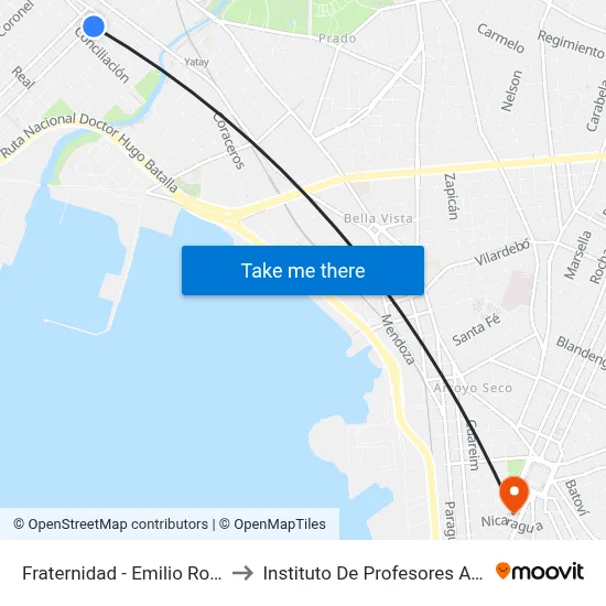 Fraternidad - Emilio Romero to Instituto De Profesores Artigas map