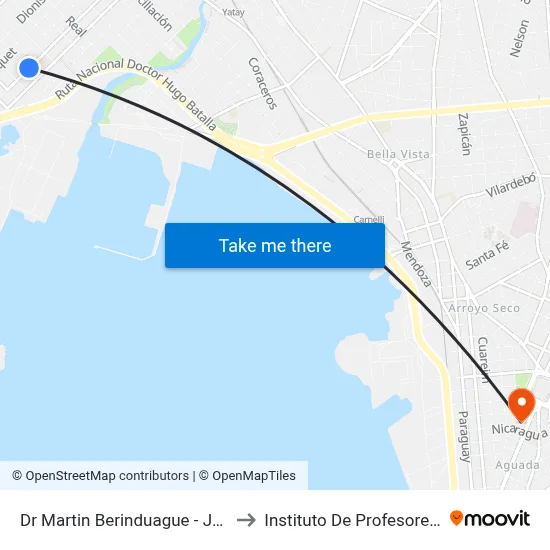 Dr Martin Berinduague - Jose Castro to Instituto De Profesores Artigas map