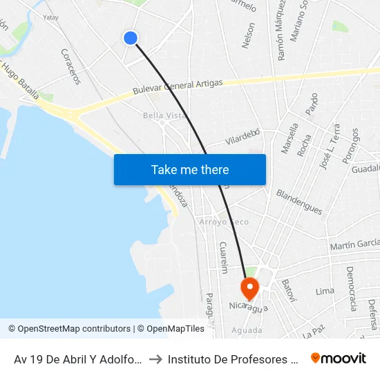 Av 19 De Abril Y Adolfo Berro to Instituto De Profesores Artigas map