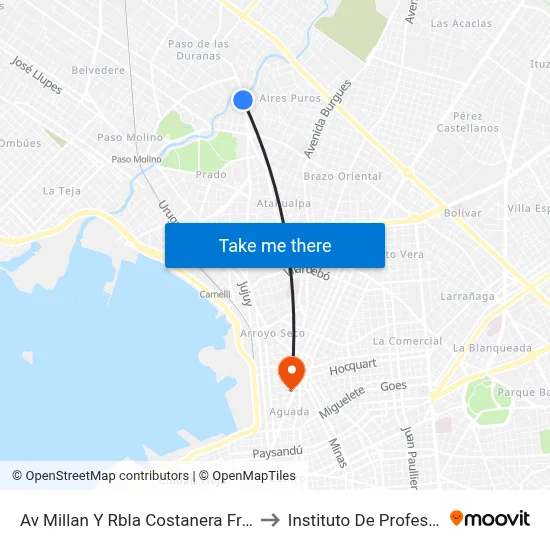 Av Millan Y Rbla Costanera Francisco Lavalleja to Instituto De Profesores Artigas map