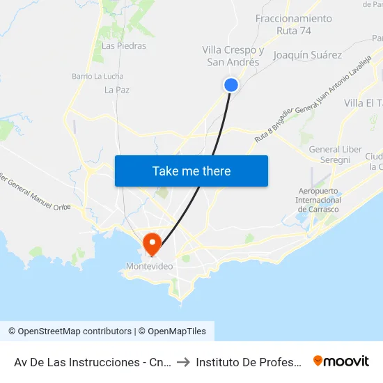 Av De Las Instrucciones - Cno Toledo Chico to Instituto De Profesores Artigas map