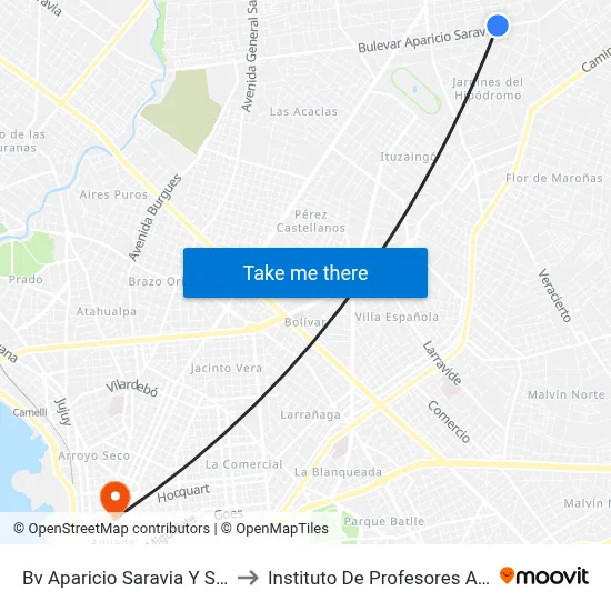 Bv Aparicio Saravia Y Sixtina to Instituto De Profesores Artigas map