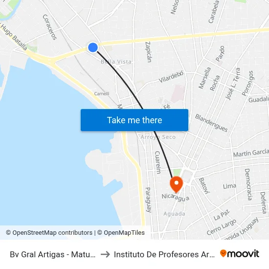 Bv Gral Artigas - Maturana to Instituto De Profesores Artigas map
