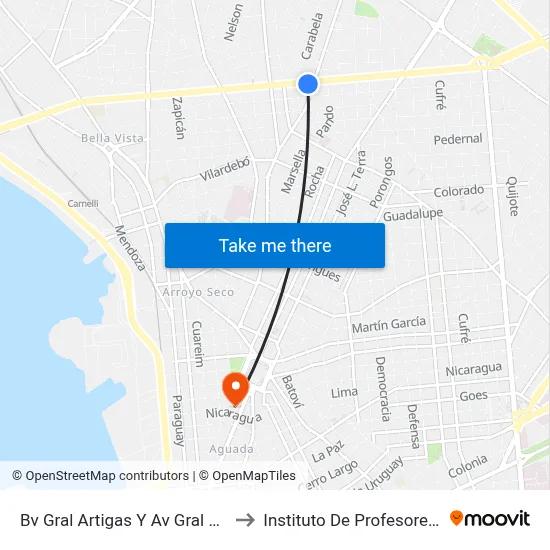 Bv Gral Artigas Y Av Gral San Martin to Instituto De Profesores Artigas map