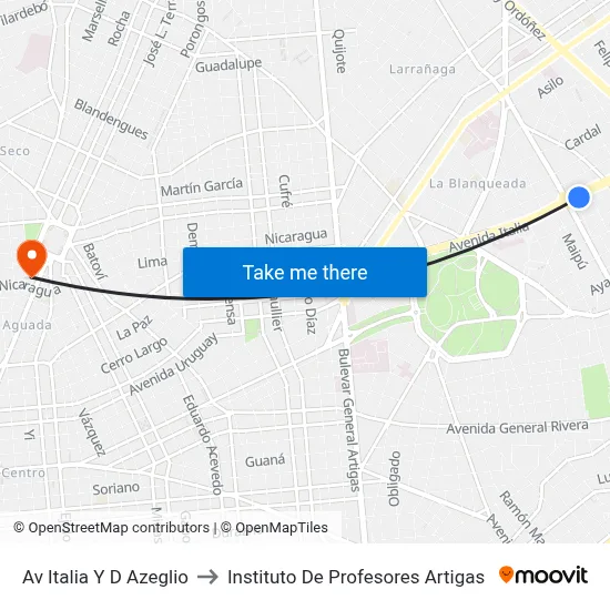 Av Italia Y D Azeglio to Instituto De Profesores Artigas map