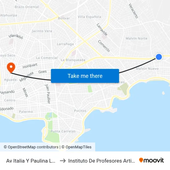 Av Italia Y Paulina Luisi to Instituto De Profesores Artigas map