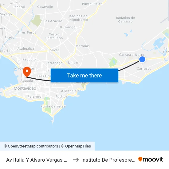 Av Italia Y Alvaro Vargas Guillemette to Instituto De Profesores Artigas map