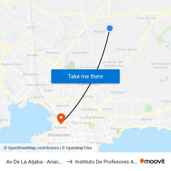 Av De La Aljaba - Anacahuita to Instituto De Profesores Artigas map