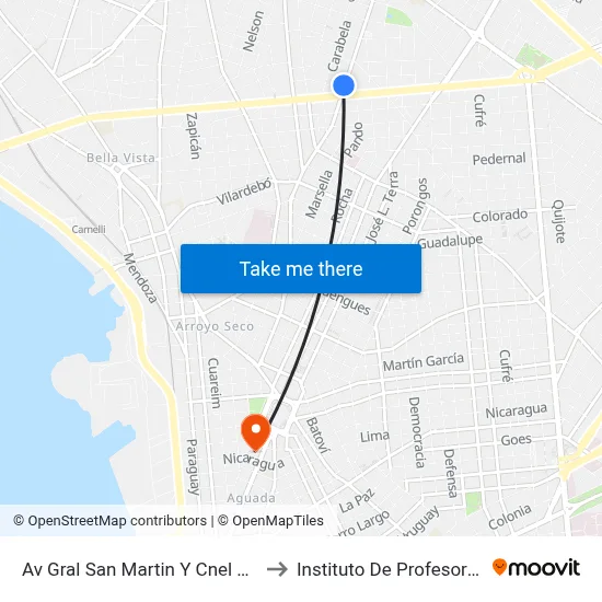 Av Gral San Martin Y Cnel Enrique Brito to Instituto De Profesores Artigas map