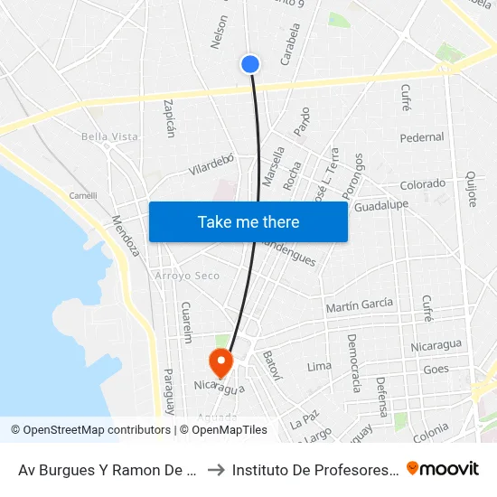 Av Burgues Y Ramon De Santiago to Instituto De Profesores Artigas map