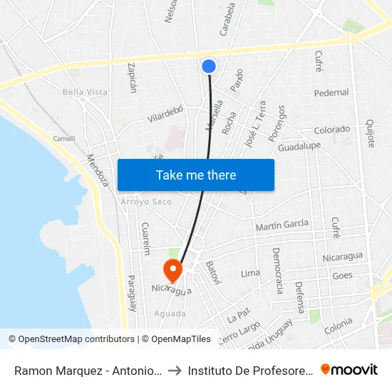Ramon Marquez - Antonio Machado to Instituto De Profesores Artigas map