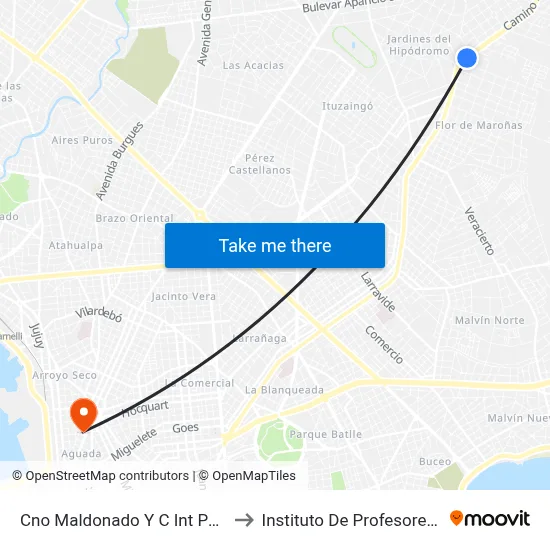 Cno Maldonado Y C Int Peat (5188) to Instituto De Profesores Artigas map