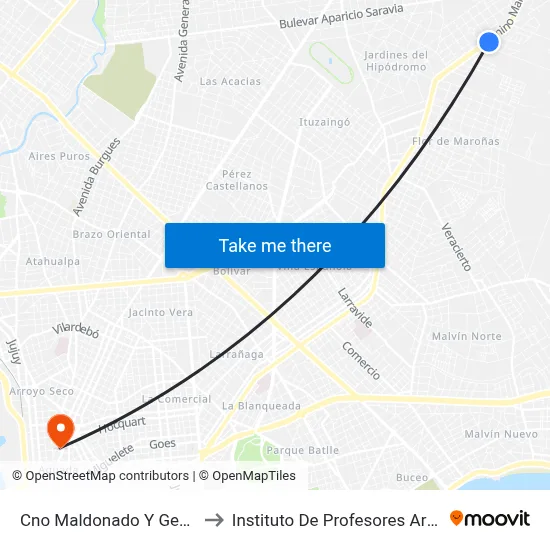 Cno Maldonado Y Genova to Instituto De Profesores Artigas map