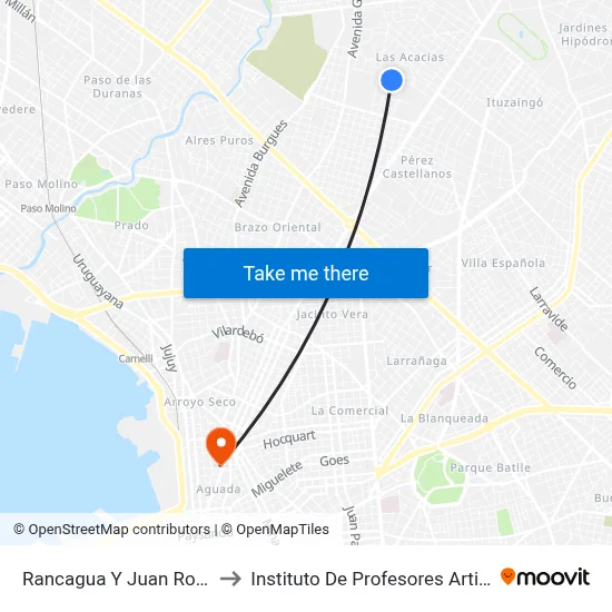 Rancagua Y Juan Rosas to Instituto De Profesores Artigas map