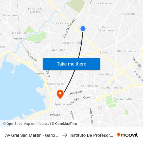 Av Gral San Martin - Garcia De Zuñiga to Instituto De Profesores Artigas map