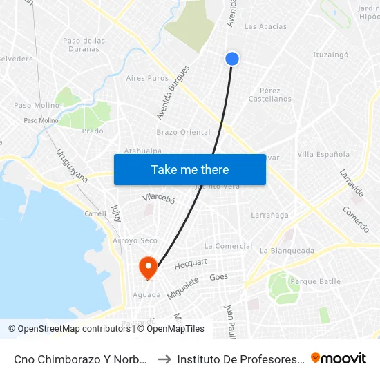 Cno Chimborazo Y Norberto Ortiz to Instituto De Profesores Artigas map