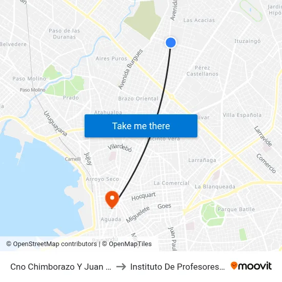 Cno Chimborazo Y Juan Arteaga to Instituto De Profesores Artigas map