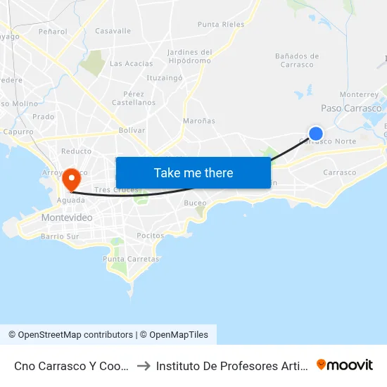 Cno Carrasco Y Cooper to Instituto De Profesores Artigas map