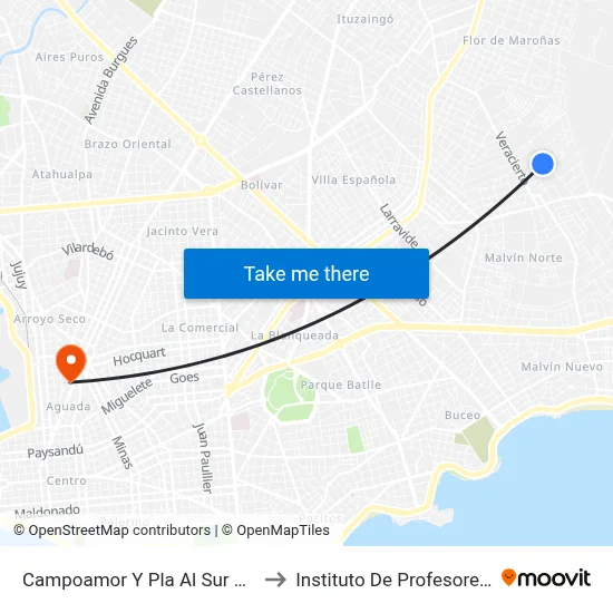 Campoamor Y Pla Al Sur De Cambay to Instituto De Profesores Artigas map