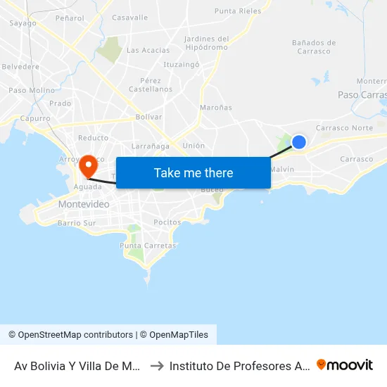 Av Bolivia Y Villa De Masnou to Instituto De Profesores Artigas map