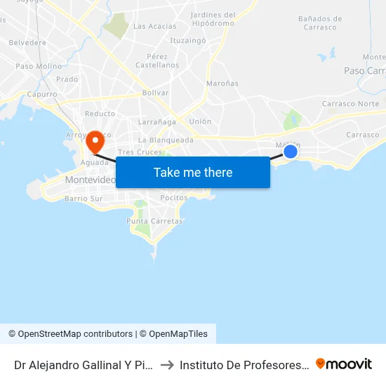 Dr Alejandro Gallinal Y Pilcomayo to Instituto De Profesores Artigas map