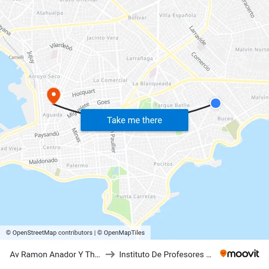 Av Ramon Anador Y Thiebaut to Instituto De Profesores Artigas map