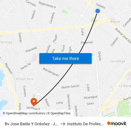 Bv Jose Batlle Y Ordoñez - Juan Cruz Varela to Instituto De Profesores Artigas map