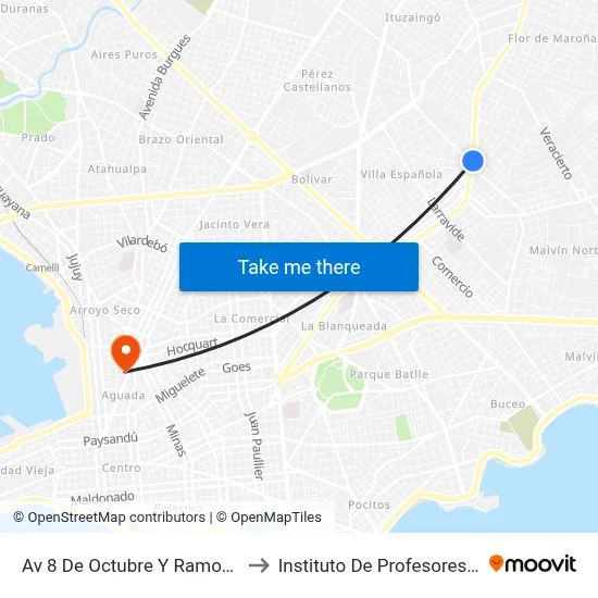 Av 8 De Octubre Y Ramon Castriz to Instituto De Profesores Artigas map