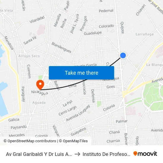 Av Gral Garibaldi Y Dr Luis Alberto Surraco to Instituto De Profesores Artigas map