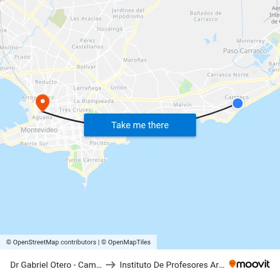 Dr Gabriel Otero - Cambara to Instituto De Profesores Artigas map