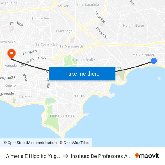 Almeria E Hipolito Yrigoyen to Instituto De Profesores Artigas map