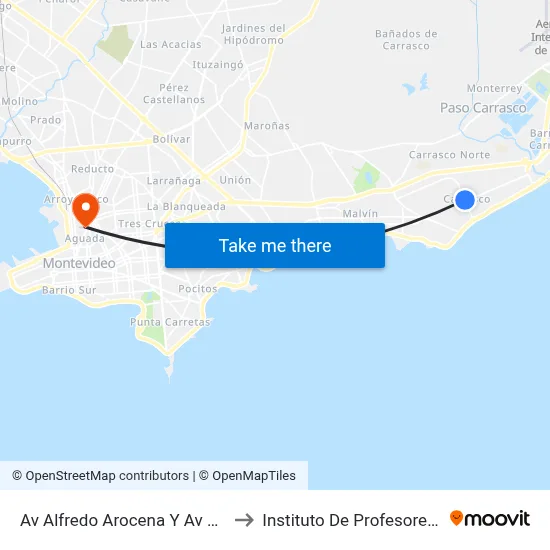 Av Alfredo Arocena Y Av Gral Rivera to Instituto De Profesores Artigas map
