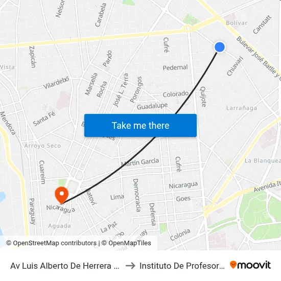 Av Luis Alberto De Herrera Y Altamirano to Instituto De Profesores Artigas map