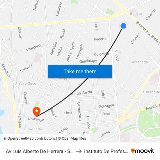 Av Luis Alberto De Herrera - Setembrino Pereda to Instituto De Profesores Artigas map