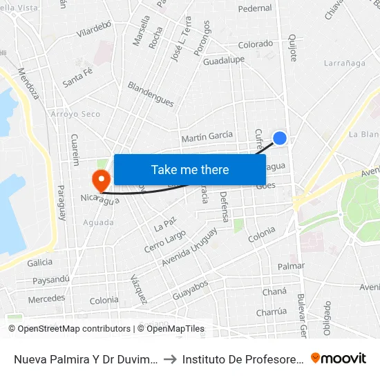 Nueva Palmira Y Dr Duvimioso Terra to Instituto De Profesores Artigas map