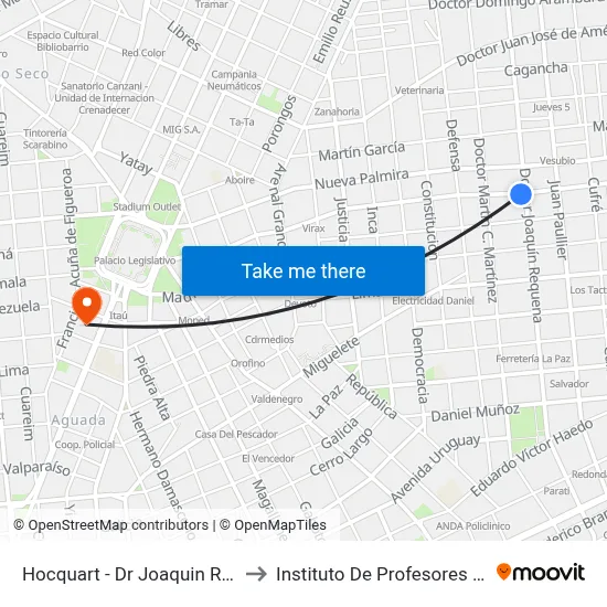 Hocquart - Dr Joaquin Requena to Instituto De Profesores Artigas map