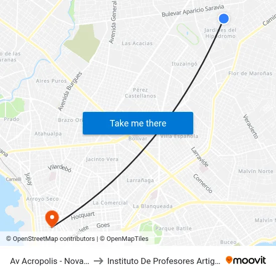 Av Acropolis - Novara to Instituto De Profesores Artigas map