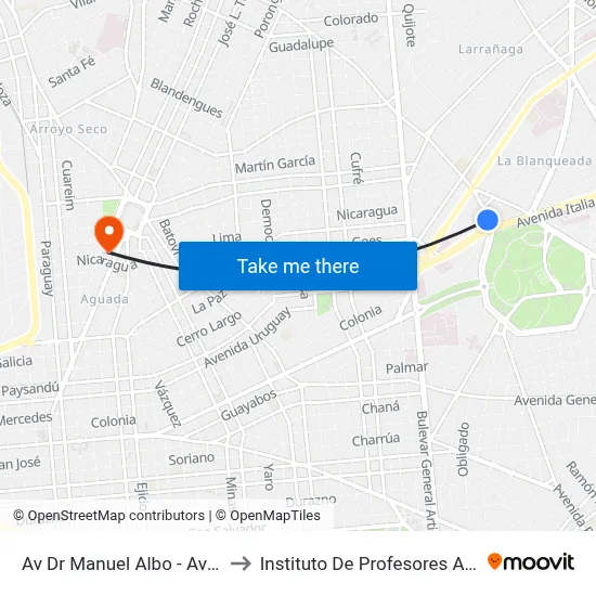 Av Dr Manuel Albo - Av Italia to Instituto De Profesores Artigas map